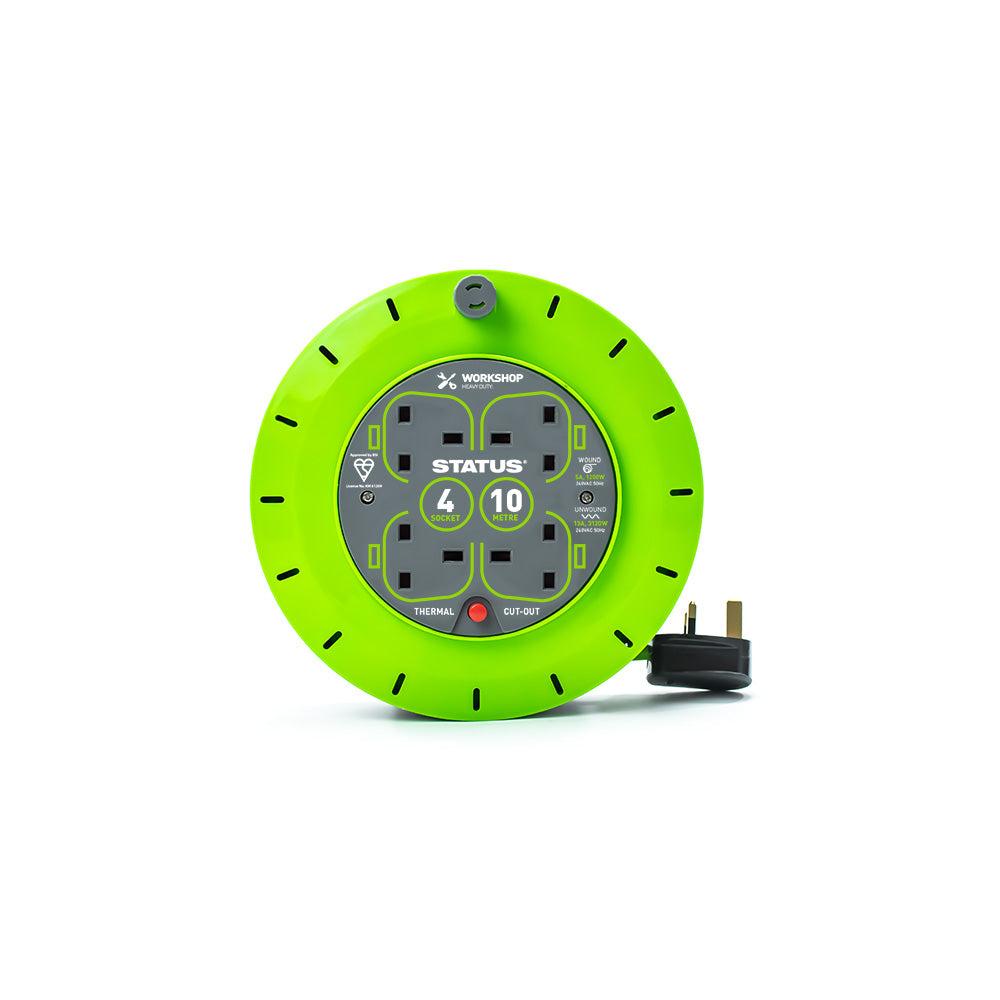 10m 4 Socket Extension Cassette Reel 13amp