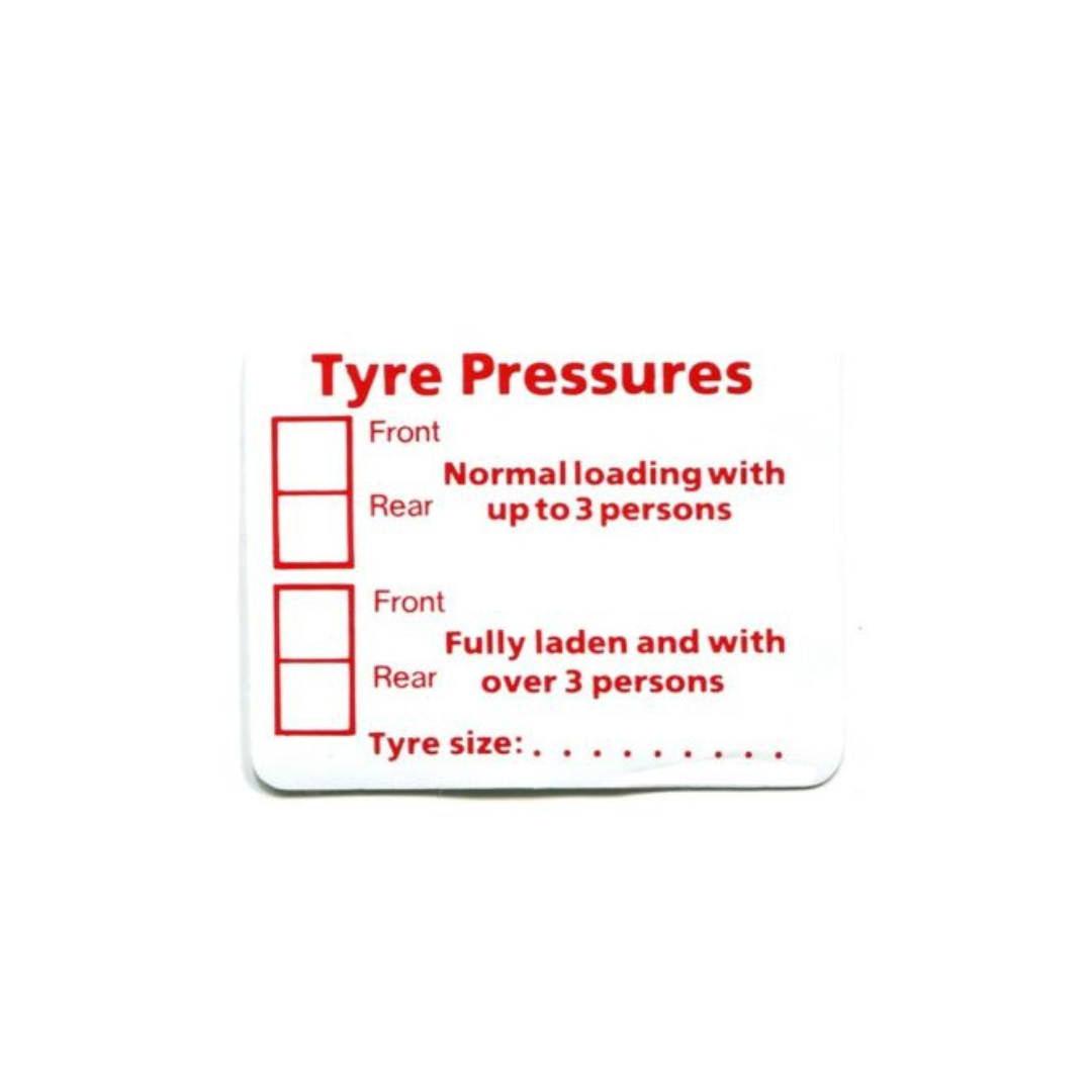 Tyre Pressure Sticker - 60 x 48mm