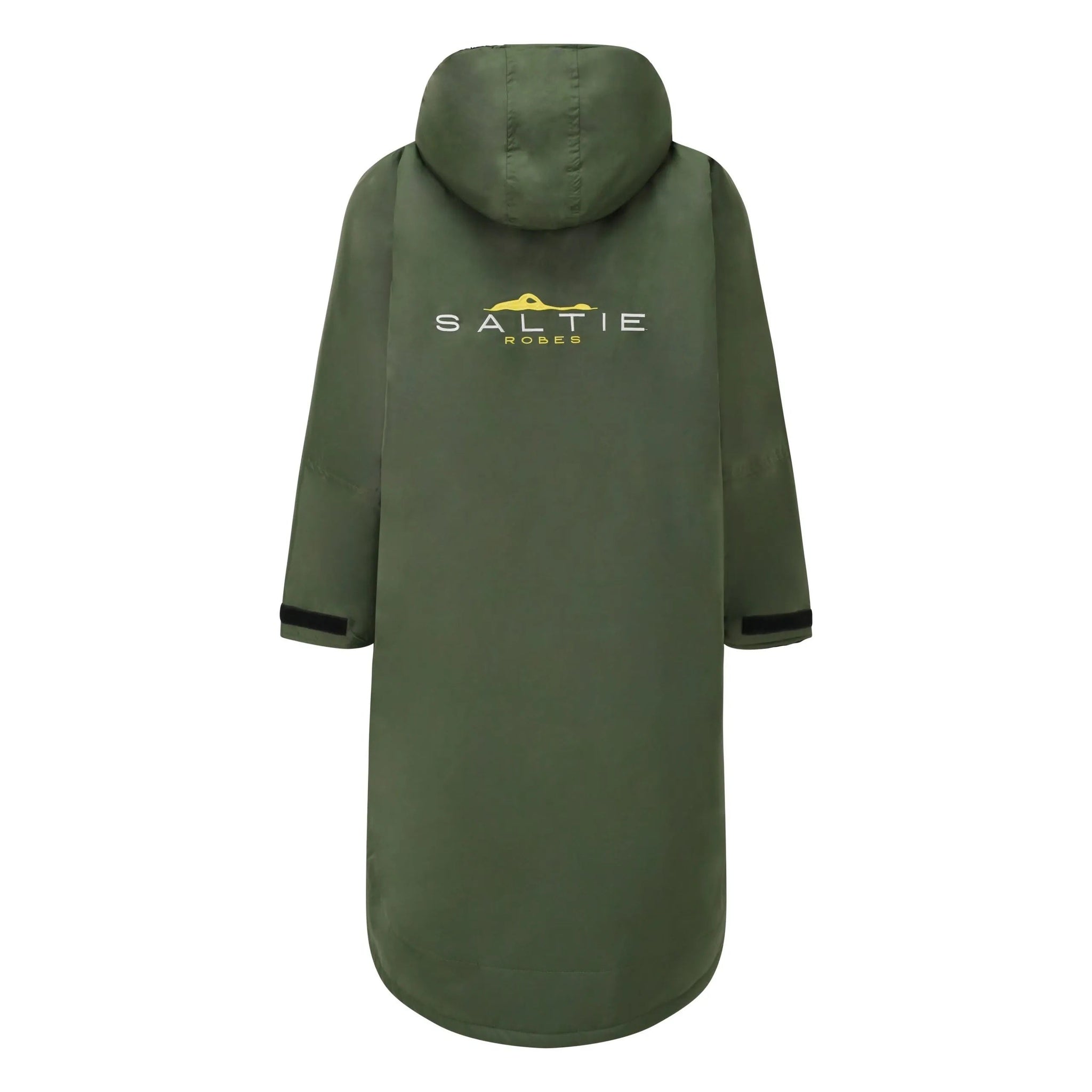 SALTIE Changing Robe in Green, weather resistant, perfect for changing on the beach and made using 100% recycled materials. The SALTIE changing robe is designed keep you warm and dry during your sea swim, beach walks and all of your outdoor adventures.