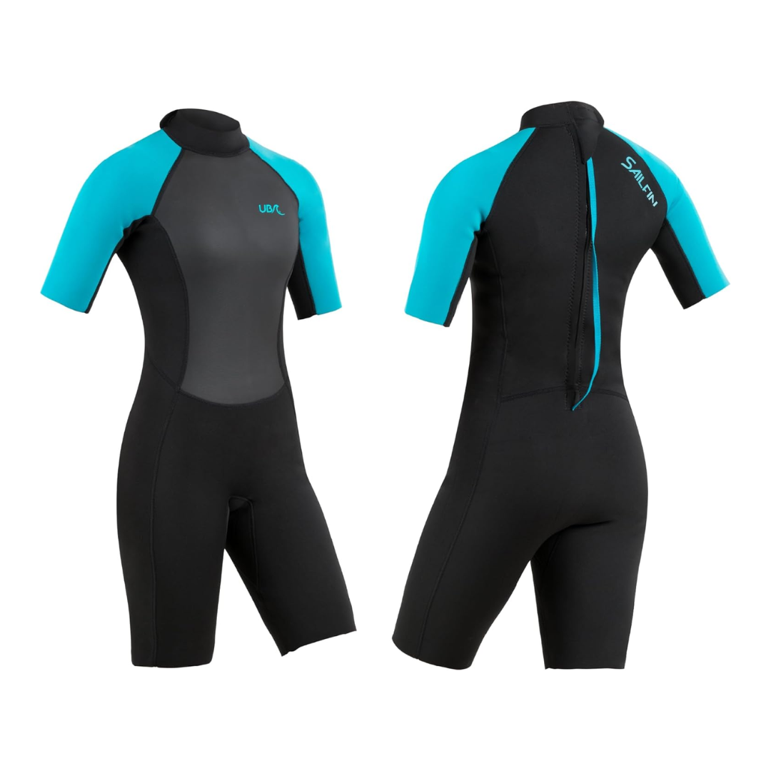 Sailfin Womens Short Length Wetsuit - Light Blue