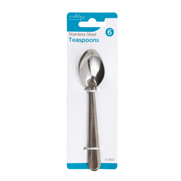 Stainless Steel Teaspoons 6pk on Card