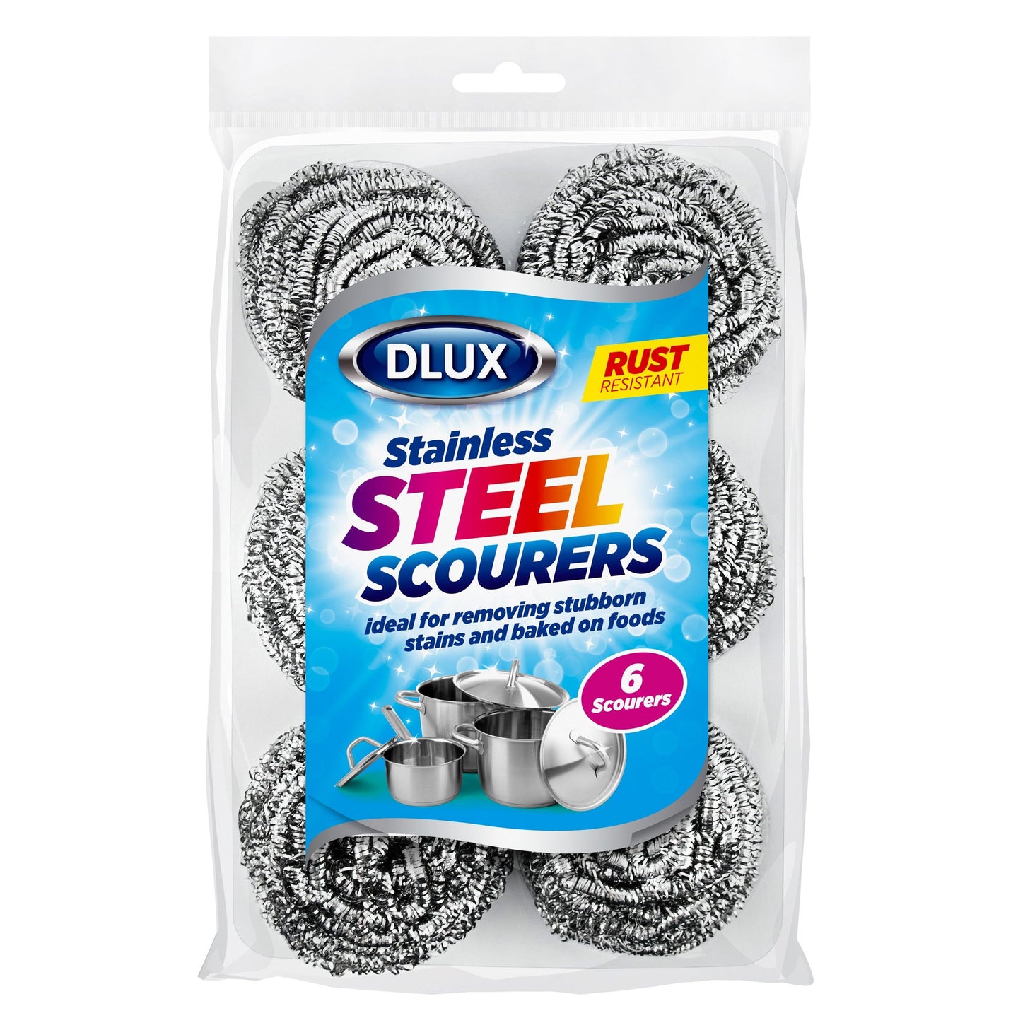 Stainless Steel Scourers - 6 Pack