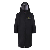 SALTIE Changing Robe in grey, weather resistant, perfect for changing on the beach and made using 100% recycled materials. The SALTIE changing robe is designed keep you warm and dry during your sea swim, beach walks and all of your outdoor adventures.