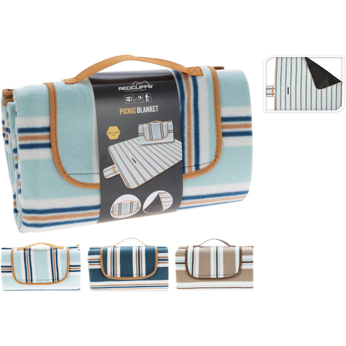 Picnic Blanket 130x150cm - 3 Asstd Colours