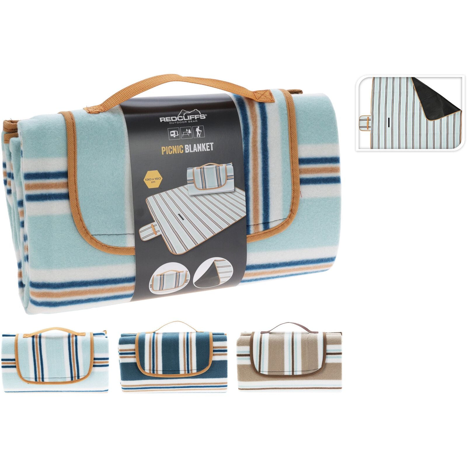 Picnic Blanket 130x150cm - 3 Asstd Colours