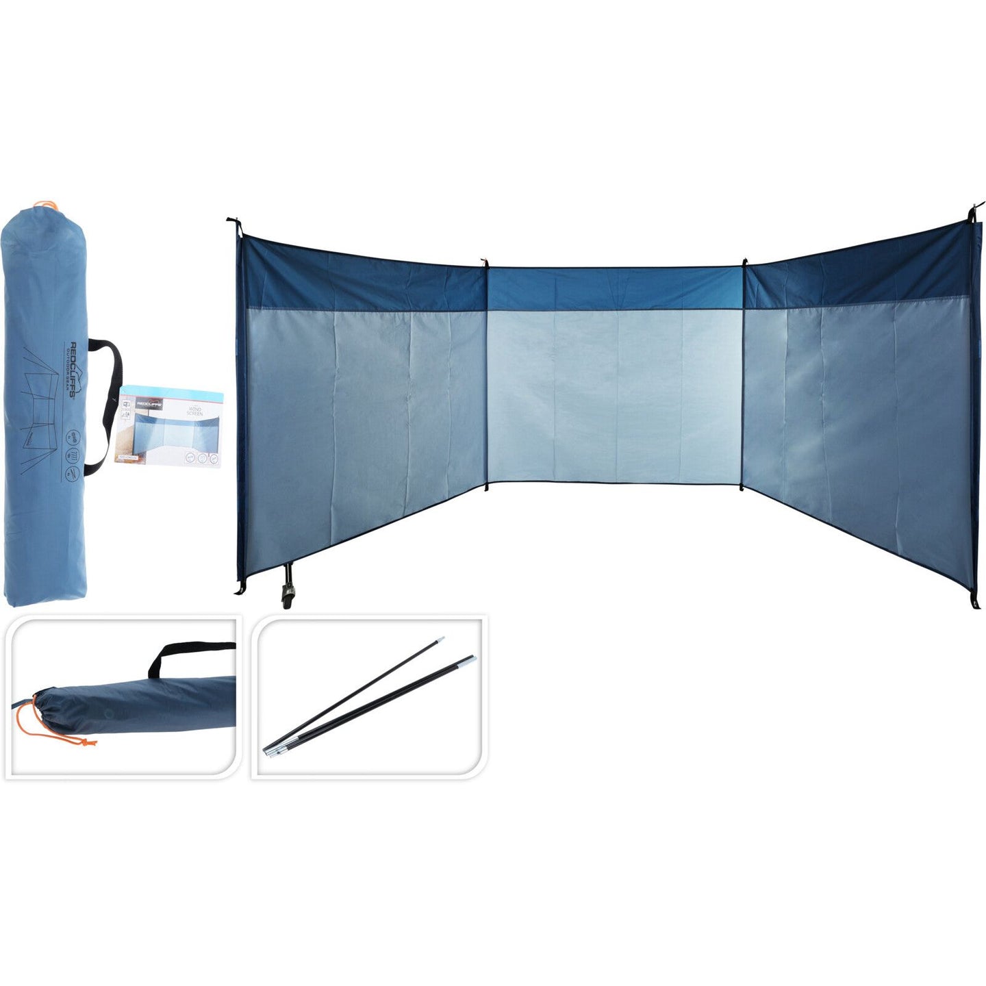 Compact Lightweight 4 Pole Wind Screen Blue